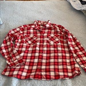 Eddie Bauer Size L Red Plaid Flannel Shirt